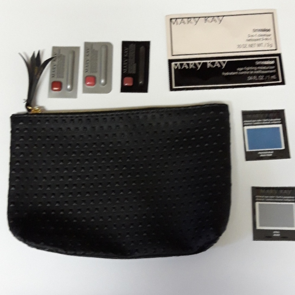 Ipsy cosmetic bag with Mary Kay samples